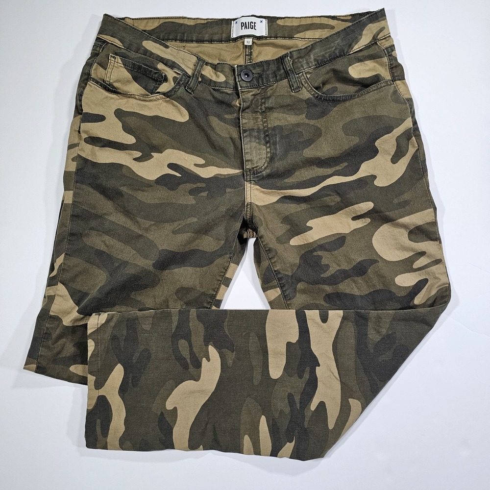 Mens Paige Normandie‎ size 32 Green Camo Slim Straight Stretch Pants